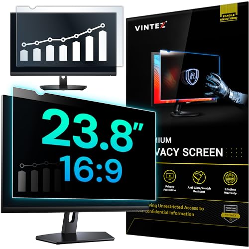 VINTEZ elación de aspecto de 23.8 pulgadas – 16:9 – Filtro de privacidad de computadora para monitor de computadora de pantalla ancha – Película protectora antiarañazos para confidencialidad de datos