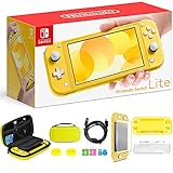 Newest Nintendo Switch Lite, Yellow Game Console, 5.5' 1280x720 Touchscreen Display, Built-in Control Pad, 802.11ac WiFi, Bluetooth, Speakers, 3.5mm Audio Jack, With TSBEAU 6-in-1 Carrying Case Bundle