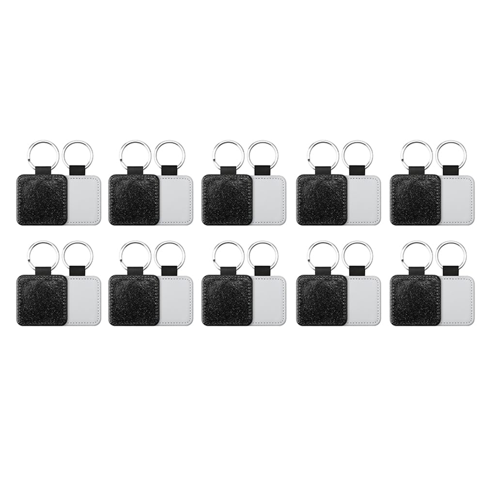 CTRLZS 20 Piece Sublimation Blanks Keychain Heat Transfer Keyring Sublimation Blank Square Black