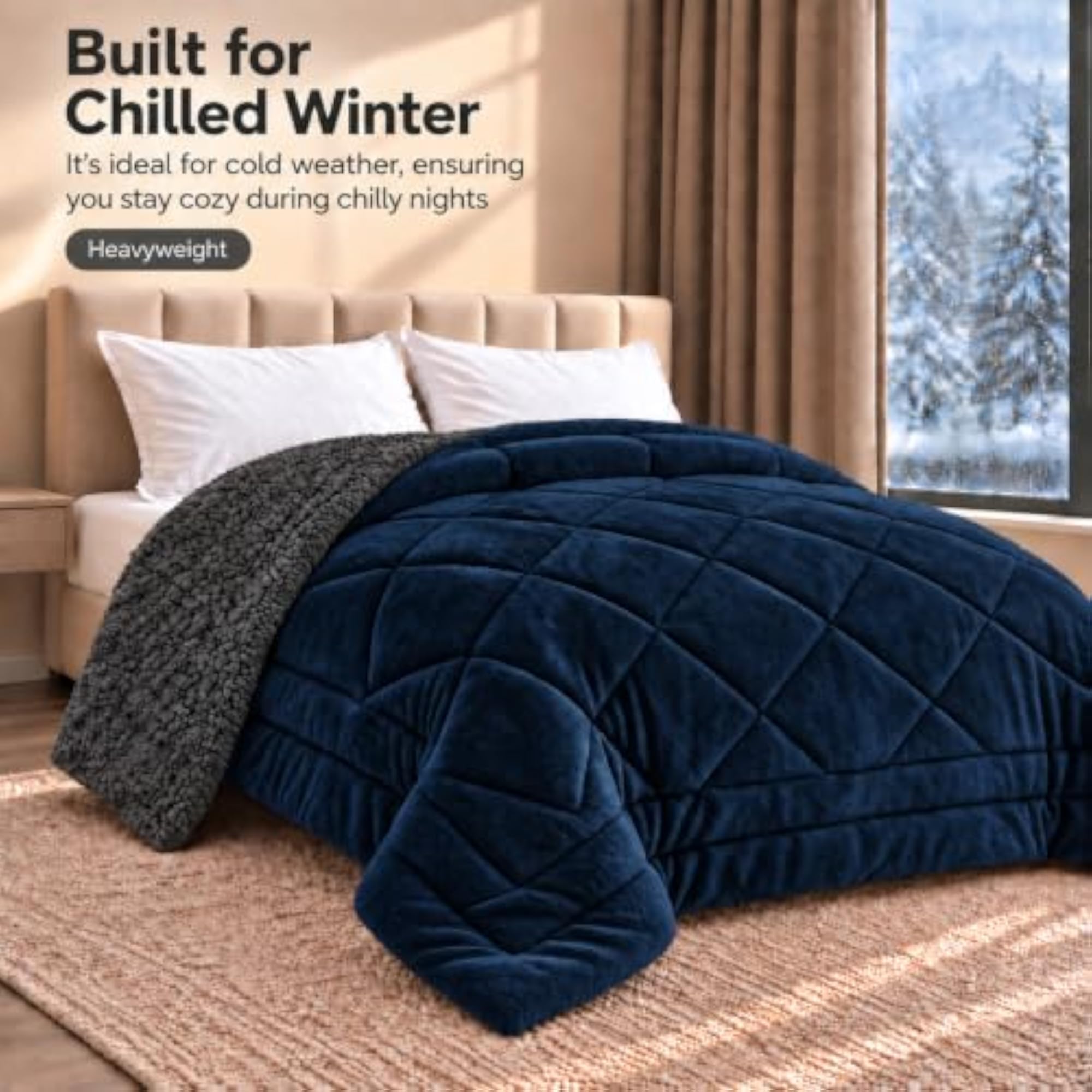 Fleece Sherpa Heavy Winter Quilt Blanket, Single