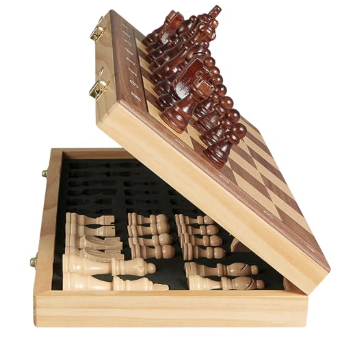 SANCHKEN Magnetic Chess Set 15'' Wooden Chess Board Game Set for Adults and Kids, Foldable Chess Board with Storage Slot - 2 Extra Queen (brown-b) SANCHKEN Magnetic Chess Set 15'' Wooden Chess Board Game Set for Adults and Kids, Foldable Chess Board with Storage Slot - 2 Extra Queen (brown-b)