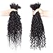 DAIXI Boho Loc Extensions Human Hair with Curly Ends for Women, Can Be Dyed Bleached Handmade Human Hair Dreadlocks with Human Hair Curls Extend Out (1B-0.6cm-Straight, 16 Inch 20 Strands)