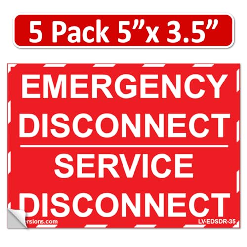 Étiquettes de déconnexion d'urgence rouge 12,7x8,9 autocollant vinyle NEC panneau extérieur
