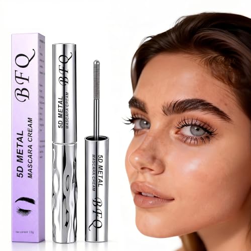 Iron Wand Mascara 5D Curling Eyelash Iron Mascara with Washable Metal Wands Waterproof Mascaras Black Volume and Length Separating Mascara Volume Long-lasting Smudge Proof Mascaras (1)