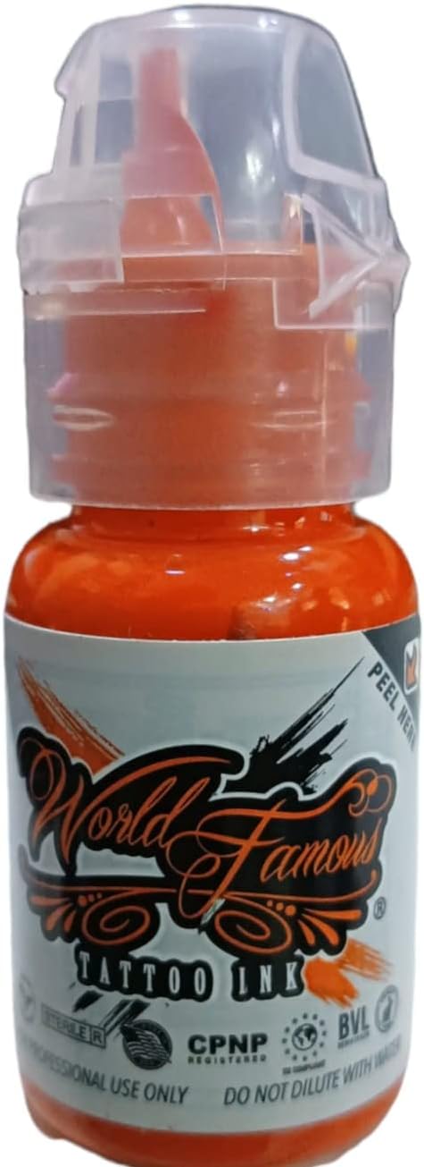 World Famous Tattoo Ink Straight Orange 1/2oz,15ml