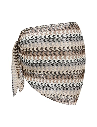 Image of ZAFUL Sarong Coverups for Women Beach Vacation Fishnet See Thru Tie Side Bathing Suit Cover Up Mini Skirt