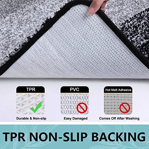 Arotive Microfiber Bathroom Rugs, Shaggy Soft And Absorbent, Non-Slip, Thick Plush Machine Washable Dry Bath Mats For Bathroom, Tub And Shower, 24" X 16", Black #TOP3