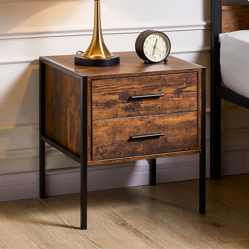 Vida Designs Brooklyn Mesita de Noche, Madera Oscura, 2 Drawer