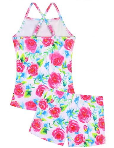 Image of Girls Swimsuit Sleeveless Bathing Suits Back Cutout Summer Swimwear with Removable Chest pad 6-14 Years