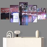 SIGNWIN 5 Panel Canvas Wall Art Road Lights for Home Decorations Ready to Hang - 60