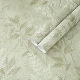 EeeComing Grass Green Vintage Plants Peel and Stick Wallpaper Cottage Self Adhesive Removable Easy Peel Off Stick on Wall Paper for Bedroom Living Room Kitchen Cabinet Renter 17.3in x 78.7in