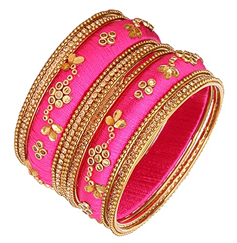 Image of NMII Get your traditions Valentine Gift for Girls & Women Silk Thread Bangle Set With Zircon For Womne & Girls