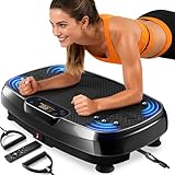Renoj Vibration Plate Exercise Machine, 450Lbs Capacity Full Body Workout Platform, LED Display, Bluetooth Audio, Resistance Bands for Home Gym Office Fitness, Lymphatic Drainage and Weight Loss