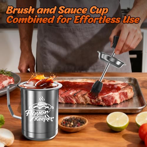 Dusor Gifts for Him Men Women BBQ Sauce Pot and Basting Brush Set, Gifts for Him Who Have Everything Kitchen Gadgets, Grilling Gift for Men, Cooking Grilling Accessories Gift for Dad Husband Boyfriend — view 4