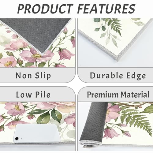 Alfombras de cocina lavables con peonías para decorar tu comedor y pasillo 5
