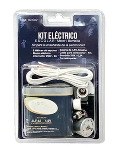 Kit eléctrico Escolar con Motor, Incluye componentes didácticos para Aprender sobre circuitos y experimentos prácticos.