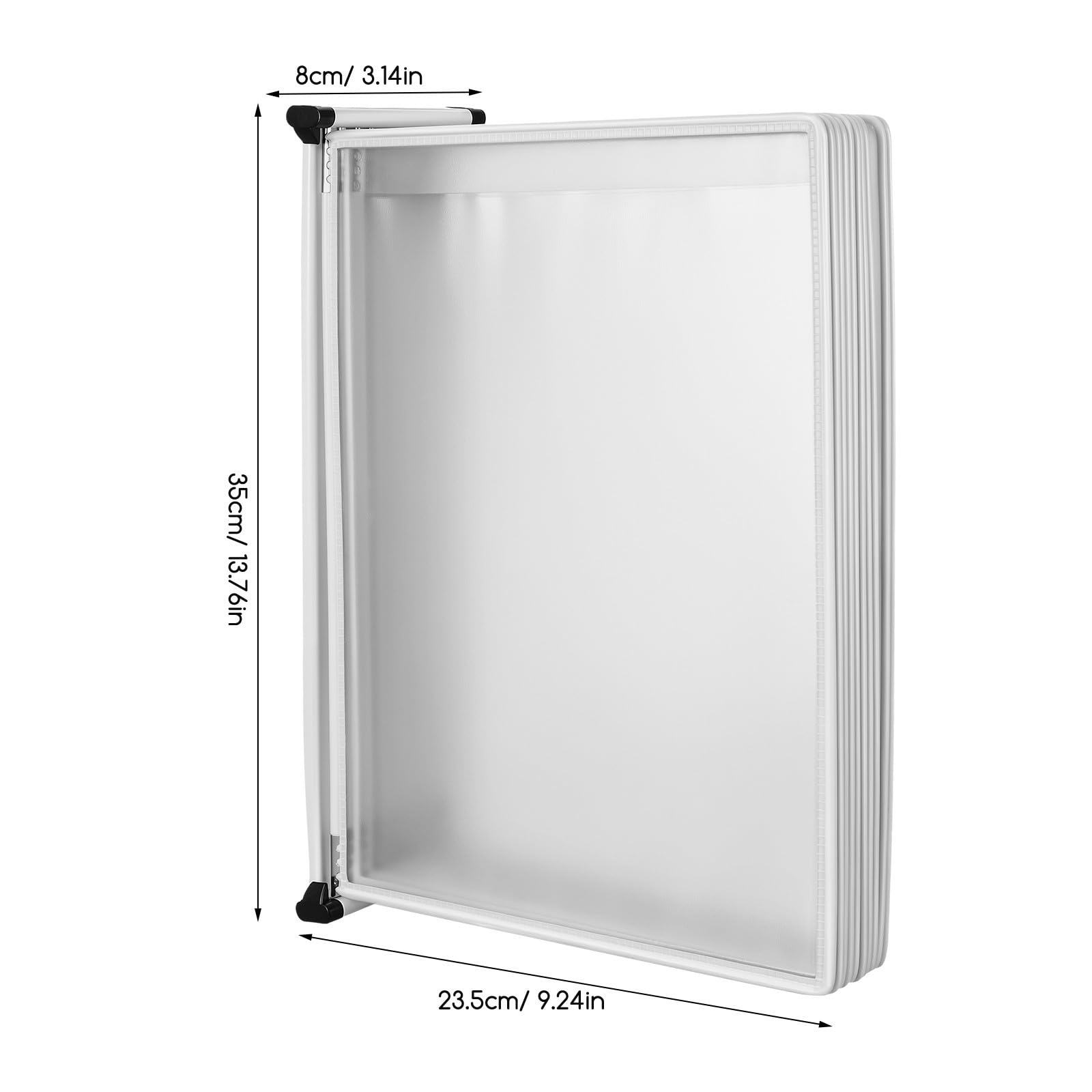 VILLCASE Organizador de Archivos de Pared de 10 Páginas para Documentos A4 Estructura de Hierro y PVC, Soporte Blanco para Exhibición y Referencia en Oficina