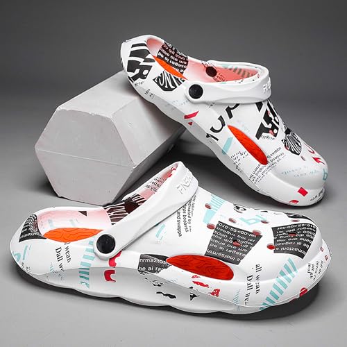 Unisex Sandals Summer Outdoor Breathable Perforated Shoes with Adjustable Straps Lightweight Non Slip Sole Beach Shoes(White,9.5)3