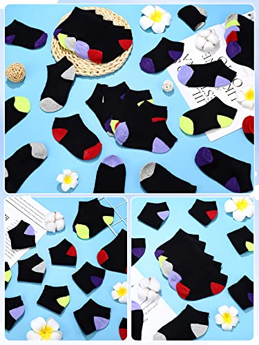 Foaincore 100 Pairs Kids Socks Bulk, Baby And Toddler Ankle And Low Cut Socks Half Cushion No Show Socks For Boys And Girls (Black/Multicolor) #TOP4