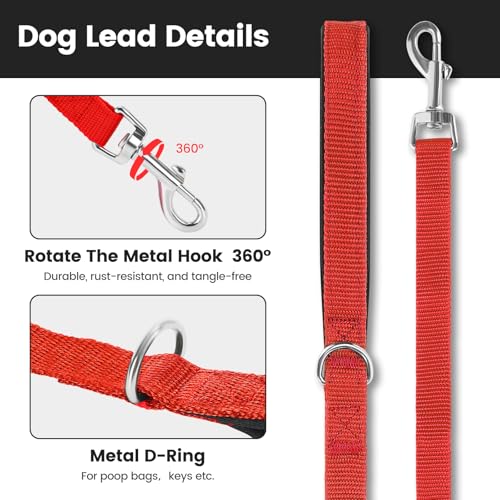 HAPPY HACHI Schleppleine für Hunde, 3m /5m /10m /15m /20m /25m /30m /33m Nylon Hundeleine mit Handschlaufe, Trainingsleine mit D-Karabiner,Lange Hundeleine,für Gehorsamkeitstraining (Rot, 5m)