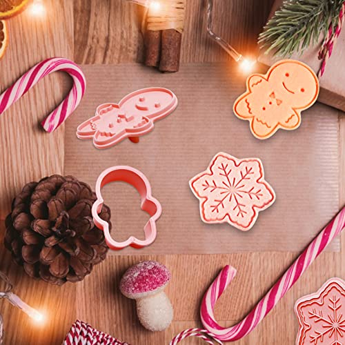 8 Pcs Christmas Cookie Cutters 3D Embossing Mold Cookie Stamps For Baking Cookie Mold Set For Christmas Tree, Gingerbread Man, Snowman, Reindeer #TOP5