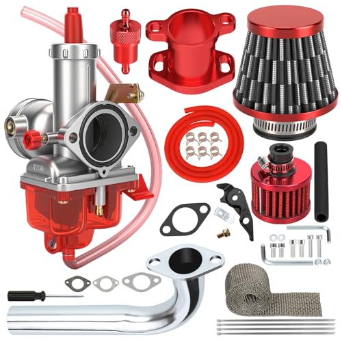 CILOYU PZ30 Carburetor 30mm Carb Exhaust Header Pipe Stage 1 Kit Replacement for Predator 420cc 301cc GX390 GX340 GX270 GX240 13HP 11HP Engine Mini Bike Go Kart Parts with Intake Manifold