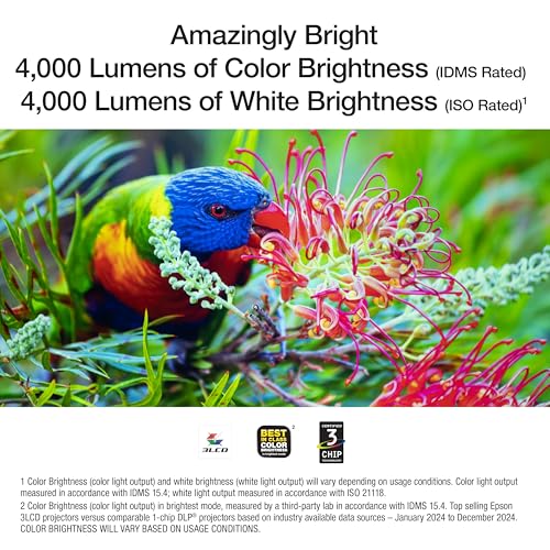 Image of Epson Home Cinema 980 3-Chip 3LCD 1080p Projector, 4,000 Lumens Color and White Brightness, Streaming /Gaming /Home Theater, Built-In Speaker, Auto Picture Skew, 16000:1 Contrast, 2 HDMI Ports (Renewed)
