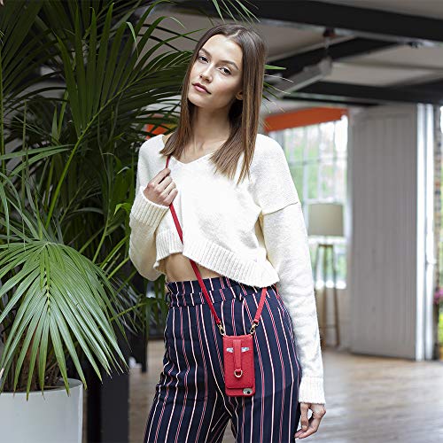 Vaultskin Victoria Crossbody Iphone Leather Wallet Case, Fashionable Bumper For Cards And Cash - Holds Up To 8 Cards (Iphone Se (2 & 3 Gen), 6/7 / 8, Red, Leather Strap) #TOP3