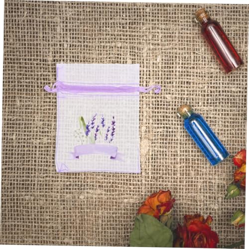 20 bolsas de saquitos de lavanda con cordón translúcidas miniatura 4