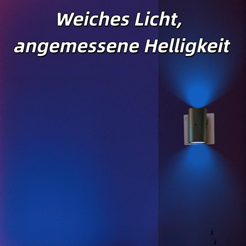 Plugify One Stecker Lampe mit Dämmerungssensor, Zuschaltbare Auf- und Abwärts Beleuchtung, Warmweißes Nachtlicht für Flur Treppe Schlafzimmer Küche