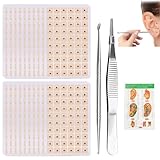 1200pcs Akupunkturpflaster Ear Seeds Acupuncture Akupunktur Sticker Ohr Meridiane Öffnen Und Körper Und Geist Entspannen mit 1 Edelstahlsonden 1 Pinzetten 1 Ohrakupunkturpunktkarten