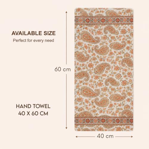 Image of Cotton Rich Printed Waffle Hand Towel | Lightweight | Anti Microbial & Water Absorbent | Soft Touch Quick Drying Towels (Paisley Charm, Pack of 4)