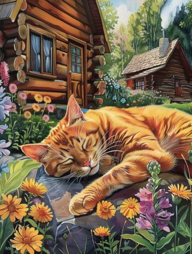 Manualidades adultos sin saber dibujar usando el kit de pintar por números de gato W0-157