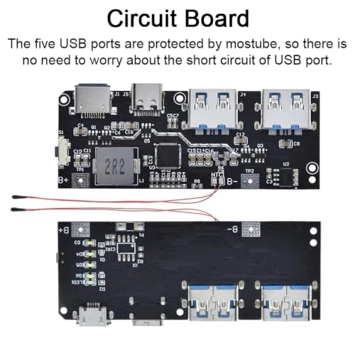 Image of UG LAND INDIA 22.5W 5-Port USB Power Bank Module Board, QC4.0 PD3.0+ Fast Charging Circuit, USB Type-C Input, Multi-Port Charging PCB for DIY Electronics & Battery Projects