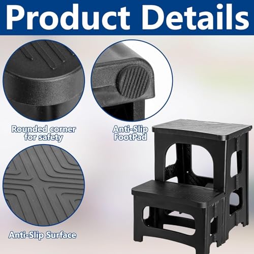 Universaltreppe für Hot Tub- 2 Stufen Faltbare Whirlpooltreppe- Anti-Rutsch Einstiegshilfe Pool- Wasserfest Tritthocker- Tragbar Stufe für Whirlpool- Poolleiter für den Außenbereich Innenbereich
