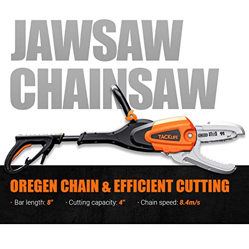 TACKLIFE Electric Chainsaw, 5 Amp 8-Inch JawSaw Chainsaw, 8.4 m/s Chain Speed, No Installation Required, Self-Lubrication, Oregon Chain