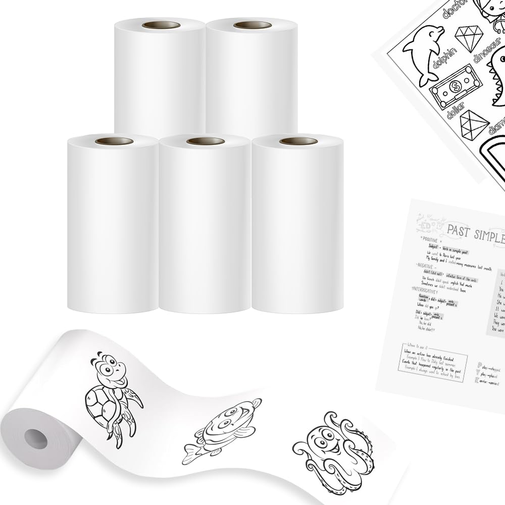 Seznik Non Sticky Thermal Paper Rolls, 57mm Width, 2 inch Thermal Paper for Mini Printer (White-57mm Width-Continuous Non Sticky Roll-Pack of 5)