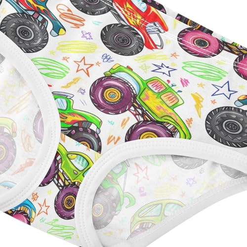 Cartoon Colorful Monster Trucks Panties Little Girl Toddlers Underwear Floral Cotton Durable Briefs Undies Kids 2t4