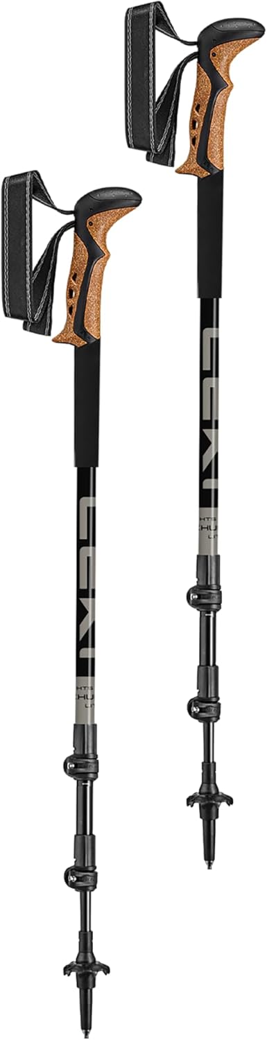 LEKI Khumbu Lite Trekking Poles - Aluminum Collapsible Lightweight Walking Poles for Hiking - Black-Pale Clay Light-Pale Clay Dark - 90-125 cm