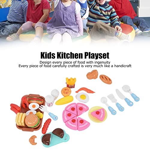 Dilwe Western Food Besteckset, Miniküche Kinderkochsets Kleinkindküche Spielset(HS-Westernfutter Qichele 28PCS ohne Korb… – Bild 4