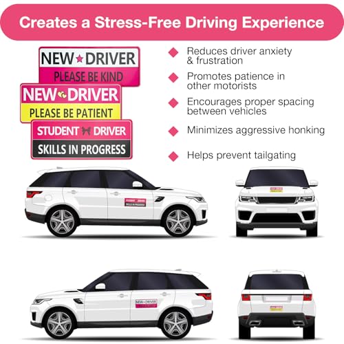 Image of 3PCS Student Driver Magnet for Car - Removable Student Driver Magnet, Novice Driver Safety Signs, Reusable Reflective Bumper Sticker for New Drivers, Teen & Learner Permit Accessories