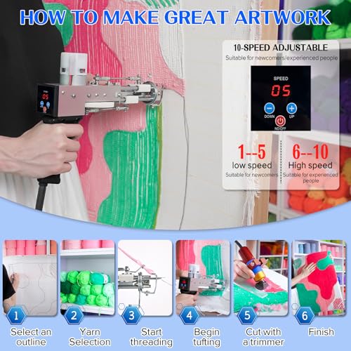 Image of Rug Tufting Gun with Carpet Trimmer Kit,Tufting Gun Starter Kit Professional Tufting Rug Making Machine ,2 in 1 Cut Pile Loop Pile Tufting Gun Kits for Beginners and Amateur