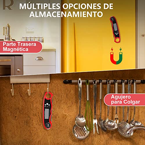 Miniatura 5 de Cirycase Termometro Cocina, Termometro Horno Digital De Lectura Rápida Precisa Con 102cm Sonda De Alambre, Calibration Pantalla Lcd, Termometro Barbacoa Para Carne, Bbq, Comida, Horno, Liquidos