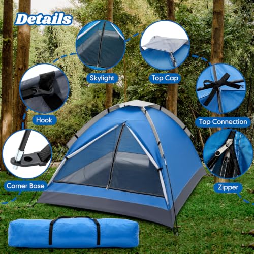 Woanger 12 Pack Bulk 2 Person Camping Tents for Homeless Lightweight Outdoor Tent with Rain Fly and Carrying Bag Waterproof Windproof Setup for Homeless Camping Backpacking (Blue Green) by Woanger - Used condition - Image 6