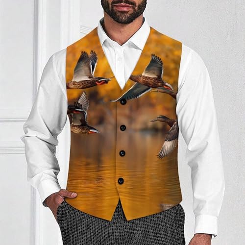 Forests Wildlife Wood Ducks Men's Suit Vest Slim Fit Business Dress Party Pattern Waistcoat Vest Top2