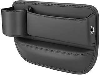 PETSTIBLE Bolsa de almacenamiento para asiento principal y pasajero, elegante piel sintética, color marrón (conductor negro)