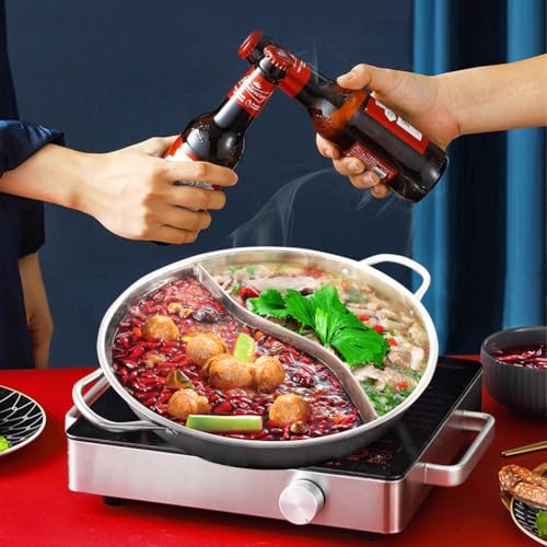 Leopacat Hot Pot Herd, Hotpot Wok, Trennwand Doppelseitiges Suppenkochgeschirrchinesischer Shabu Topf FüR Induktionskochfeld Gasherd HeißBrenner Induktionsherd Gasherd Elektroherd Oder Cerankochfeld