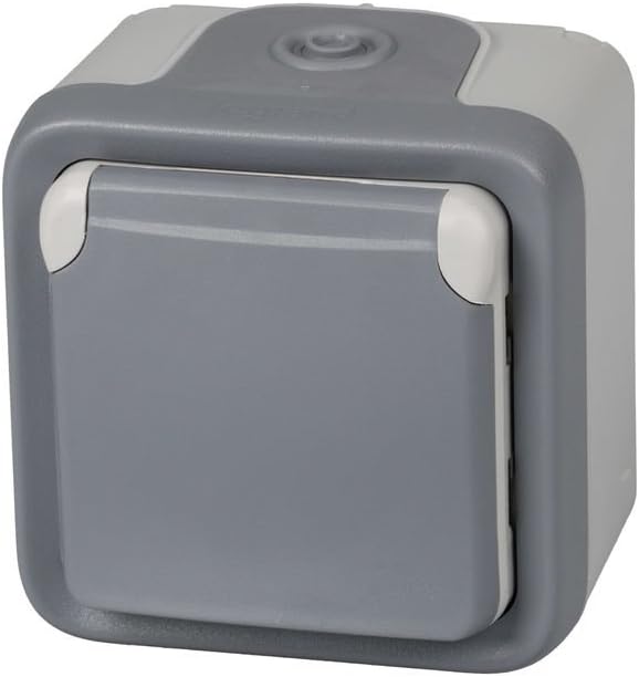 legrand 191504 Waterproof Socket Base with Cover for Surface, Grey