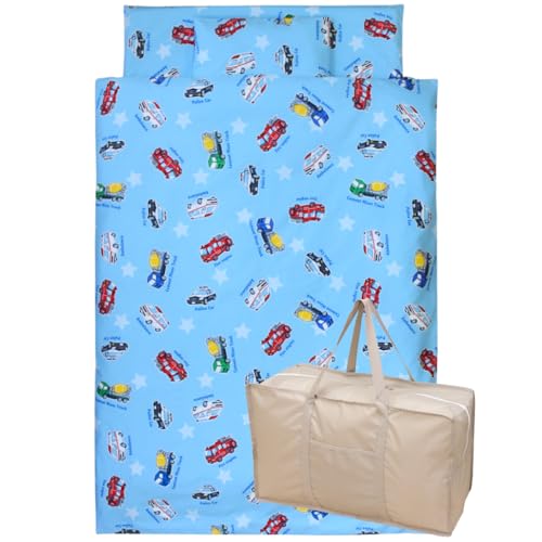 un doudou お昼寝布団 8点 セット はたらく車 綿100% 防水バッグ 付 固わたマットタイプ 保育園 お名前アイロンシール付 全部洗える お昼寝布団セット 1204 C-140