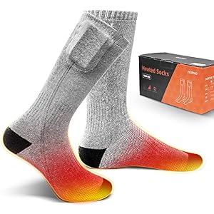 ISOPHO Rechargeable Electric Heated Socks Battery Operated Comfortable Thermal Socks Cold Protection Thermal Socks Sports Outdoor Camping Hiking Warm Winter Socks for Men Women